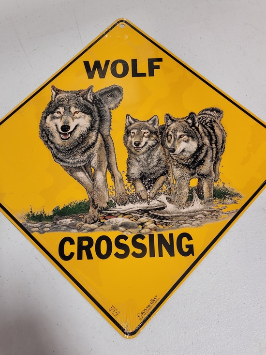 Other - Wolf Crossing Wall Sign - Yellow